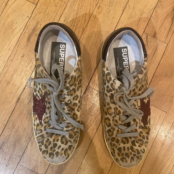 Golden goose superstar leopard print sneakers. Glittered star. Size 38 - Picture 2 of 13
